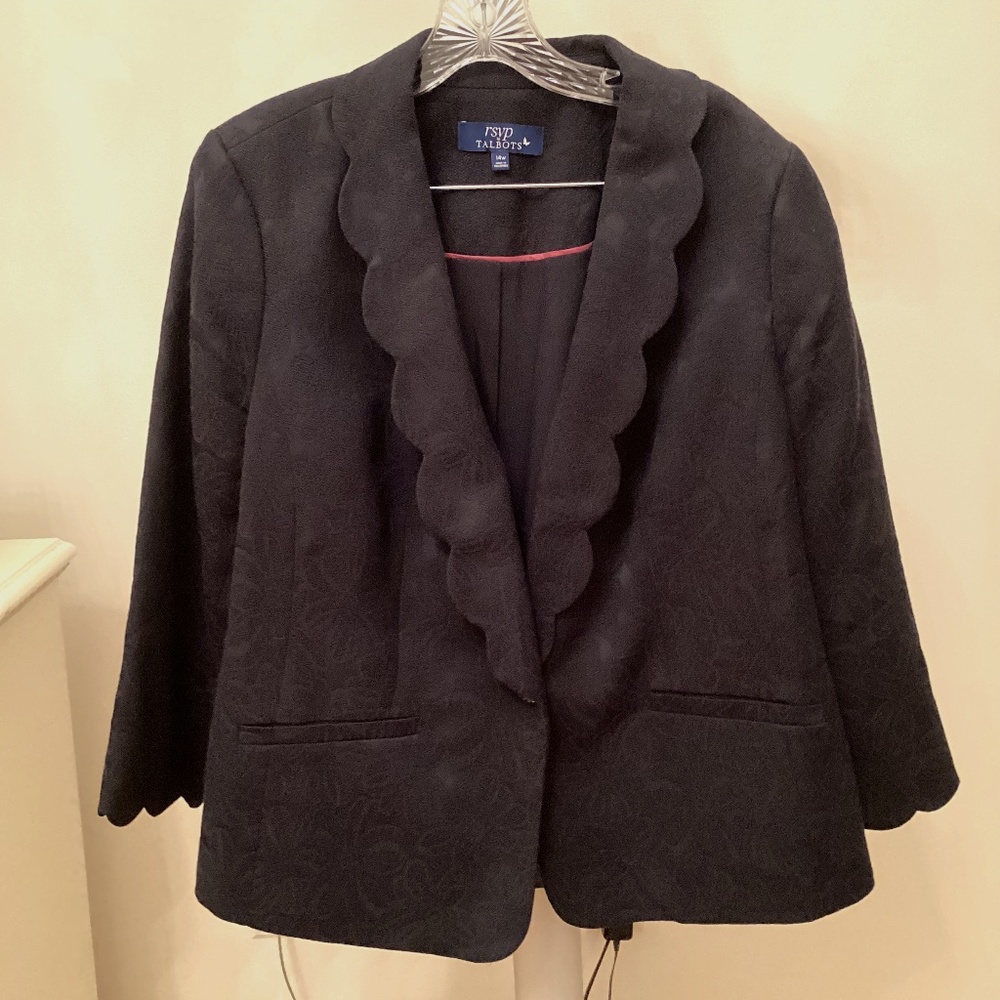 Talbots Womens 14W Navy Floral Jacket - New